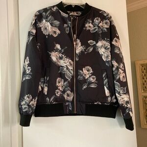 Floral Black Bomber Jacket